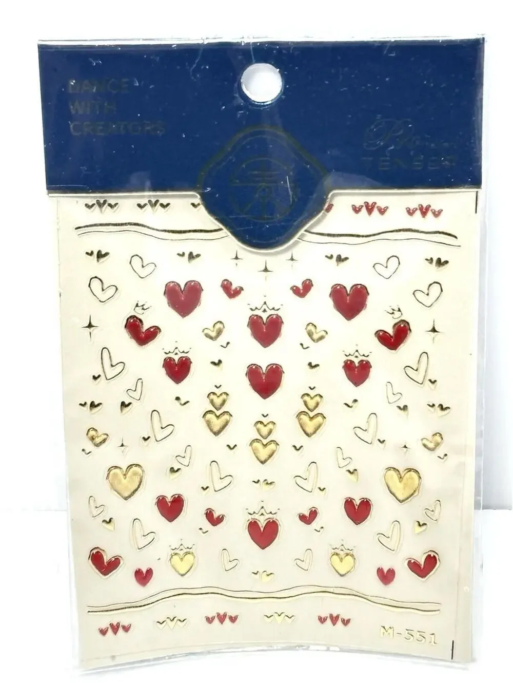 Dance With Creators Multi-Use 3D Stickers Hearts Gold Red DIY Craft Nail Art